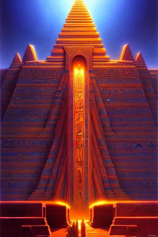 Prompt: a giant thai angient egyptian architecture mecha, tim hildebrandt, wayne barlowe, bruce pennington, donato giancola, trending on artstation, cinematic composition, beautiful lighting, hyper detailed, 8 k, oil on canvas