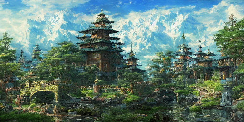 Image similar to Fantasy anime land by Ivan Shishkin