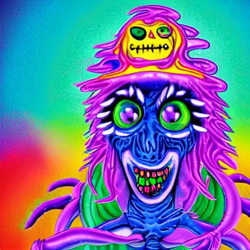 Image similar to horrifying eldritch monster in the style of lisa frank