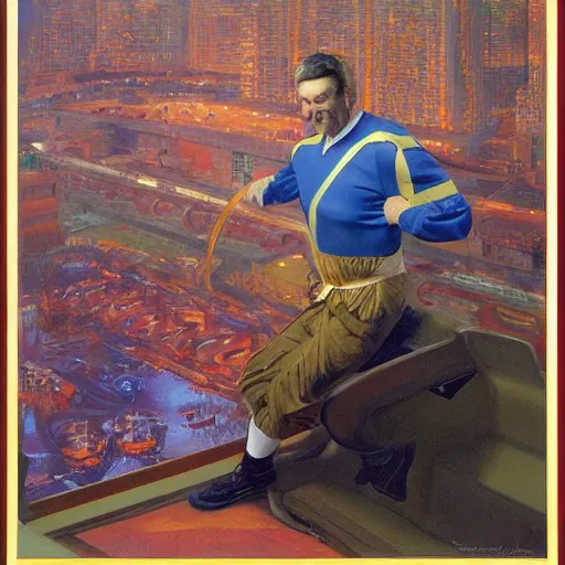 Prompt: portrait of a man with a spandex soviet union costume, by donato giancola.