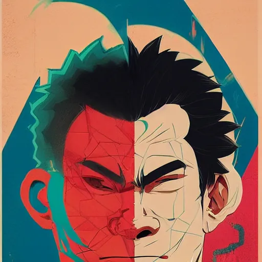 Image similar to Akuma vs Goken profile picture by Sachin Teng, asymmetrical, Organic Painting ,geometric shapes, hard edges, energetic, graffiti, street art:2 by Sachin Teng:4