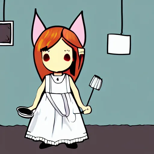 Prompt: walter white wearing cat girl ears and a maid dress, 4 k, high resolution, illustration, badass