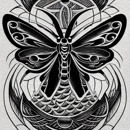 Prompt: moth with moon behind, traditional japanese style tattoo, highly detailed, clean linework, 8 k, trending on artstation
