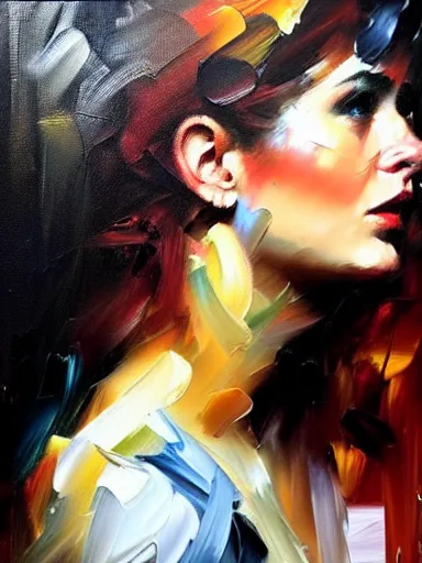 Image similar to neo - baroque portrait of a woman painted by henry asencio, leonid afremov, casey baugh, sandra chevrier, peter coulson