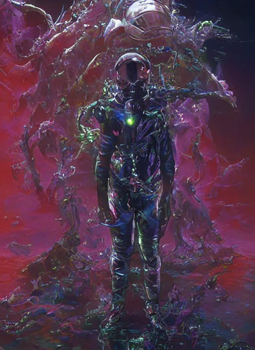 Image similar to astronauts in dark void underwater - complex and hyperdetailed technical suit. reflection and dispersion materials. rays and dispersion of light. volumetric light. f / 3 2. noise film photo. flash photography. ultra realistic, wide angle. poster by wayne barlowe, hajime sorayama aaron horkey, craig mullins