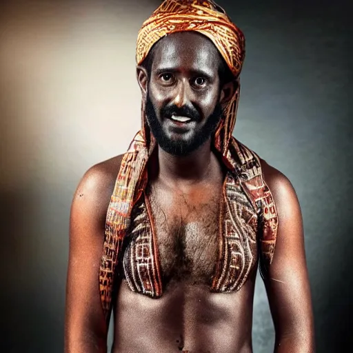 Prompt: Actor Bharkis Abdi as a wizard with runes on body