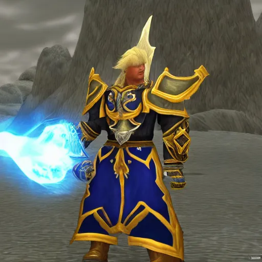 Prompt: Donald Trump as a paladin in World of Warcraft, 4k, high quality, screenshot,