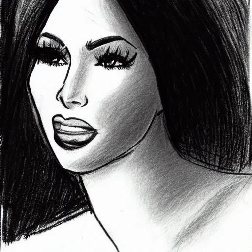 Prompt: milt kahl pencil sketch of kim kardashian