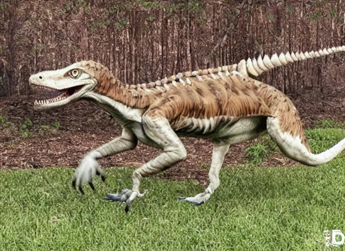 Image similar to photo of a hybrid between a velociraptor and a dog