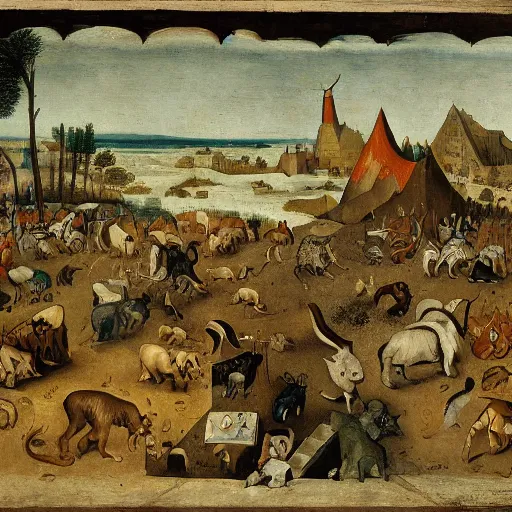 Image similar to of a crypto animal in the style of bruegel