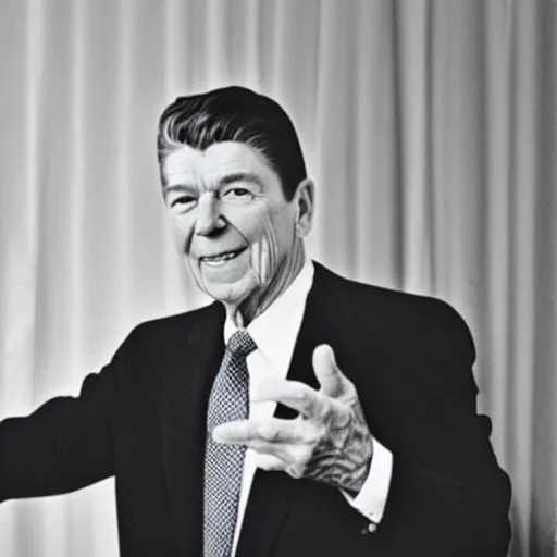 Prompt: wide angle 4 k portrait of ronald reagan showering