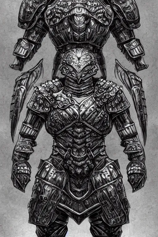 Prompt: armoured warrior oyster humanoid monster, symmetrical, highly detailed, digital art, clam themed armour, sharp focus, trending on art station, ambient lighting, kentaro miura art style