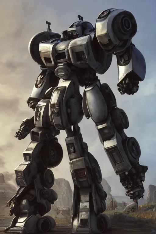 Image similar to mechwarrior 5 : mercenaries mech megaman transformer robot boss tank engine game octane render, 4 k, hd 2 0 2 2 3 d cgi rtx hdr style chrome reflexion glow fanart, global illumination ray tracing hdr fanart arstation by ian pesty by jesper ejsing pixar and disney unreal zbrush central hardmesh