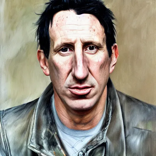 Image similar to high quality high detail painting by lucian freud, hd, trent reznor portrait