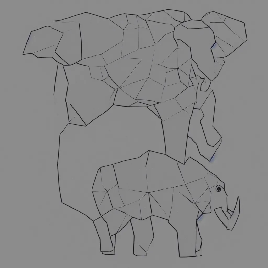 Prompt: low polygon elephant art