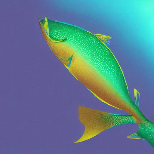Prompt: A fish with eyelashes above the eyes, digital art, photorealistic