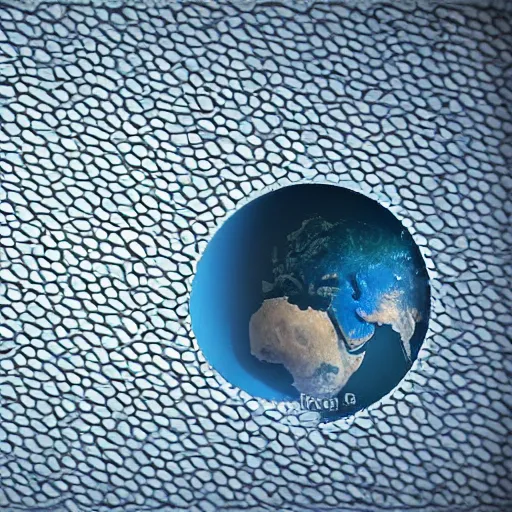Prompt: sail made of hexagons, floating above planet earth, in space, trending on art station, photo realistic, perspective
