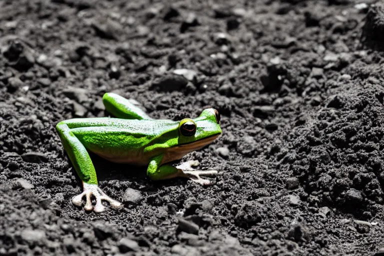 Prompt: frog in the coal mine