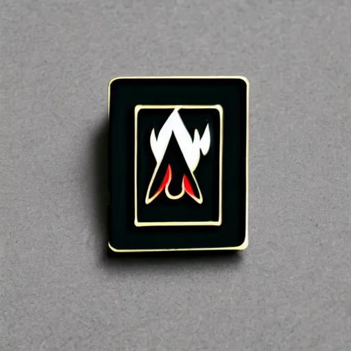 Image similar to a photo of a retro minimalistic clean fire warning enamel pin, studio lighting, behance