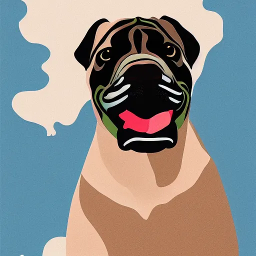 Image similar to a sunset patterned bullmastiff in a white room