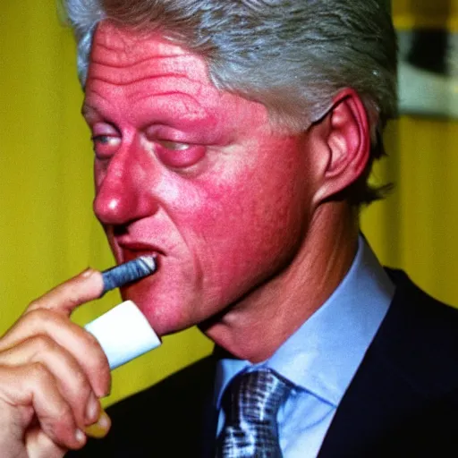 Prompt: Bill Clinton smoking a joint