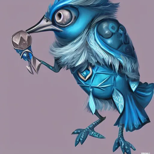 Image similar to anthropomorphic blue twitter bird, d & d, fantasy, intricate, elegant, highly detailed, digital painting, artstation, concept art, matte, sharp focus, illustration, hearthstone