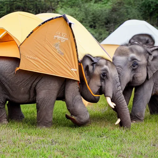 Image similar to photo of two miniature elephants covered in honey and rolling around in a tent