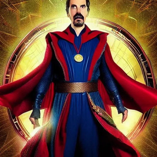 Image similar to “borat as dr strange, poster, highly detailed, dynamic poster, marvel, sci-fi, super heroes, concept art, borat, Sacha Baron Cohen”