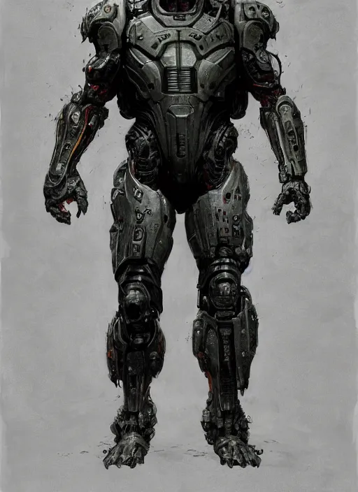 Prompt: michael berryman as victor stone, full body concept, cyborg, borg, strogg, face of a man, terminator, flesh, quake strogg, doom demon, wolfenstein, monstrous, powerful, symmetry, symmetrical, concept art by ruan jia and greg rutkowski