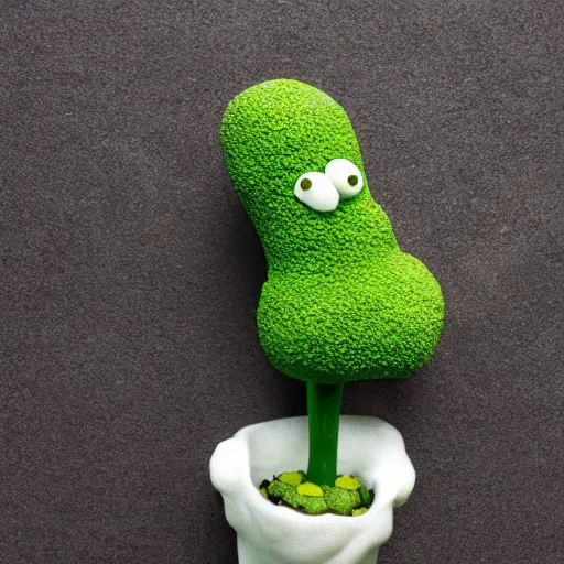 Image similar to claymation anthropomorphic broccoli complaining about the rain