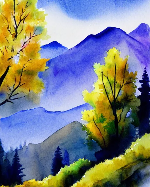 Image similar to autumn mountain watercolor by arti chauhan light color