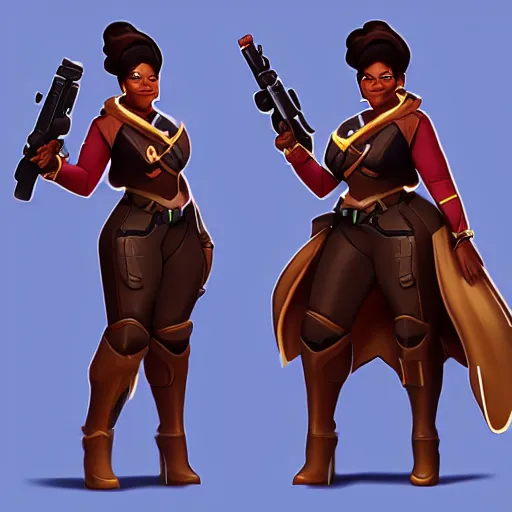 Prompt: oprah winfrey overwatch hero concept character, trending on artstation