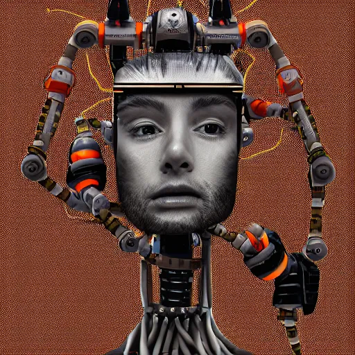 Image similar to a detailed portrait of a vagabond robot in dessert rags, 4 k, exposed wires, sci - fi, advanced technology, ai