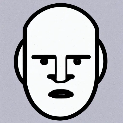 Prompt: hand - drawn minimalistic line portrait of bald man with round face, short beard, small round eyebrows, wide lips and kind blue eyes, black and white, pictogram, ink, pencil