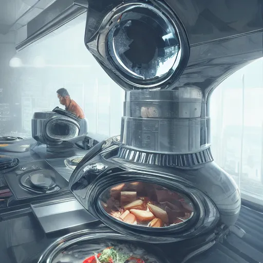 Prompt: what should I cook for dinner? hyper detailed, futuristic, technology, cinematic atmosphere, arnold render, trending on artstation, cgsociety