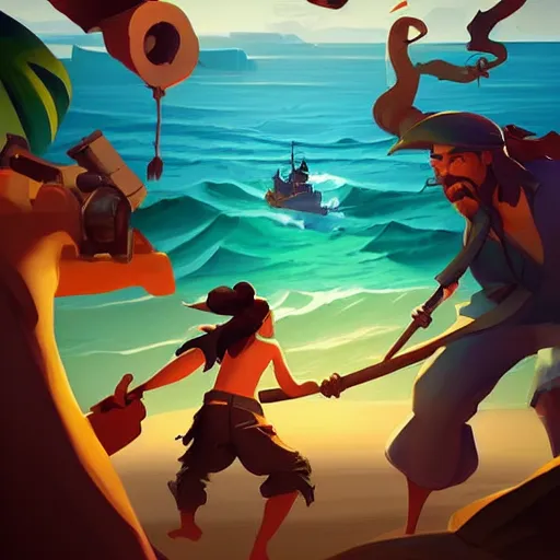 Image similar to painting treasure on sea of thieves game smooth median photoshop filter cutout vector, behance hd by jesper ejsing, by rhads, makoto shinkai and lois van baarle, ilya kuvshinov, rossdraws global illumination