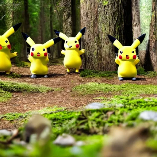 Image similar to group of people worshipping pikachu in the forest, 4 k