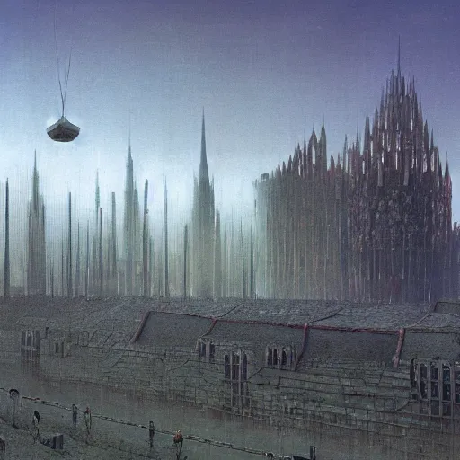 Prompt: wroclaw in the future made by zdzislaw beksinski