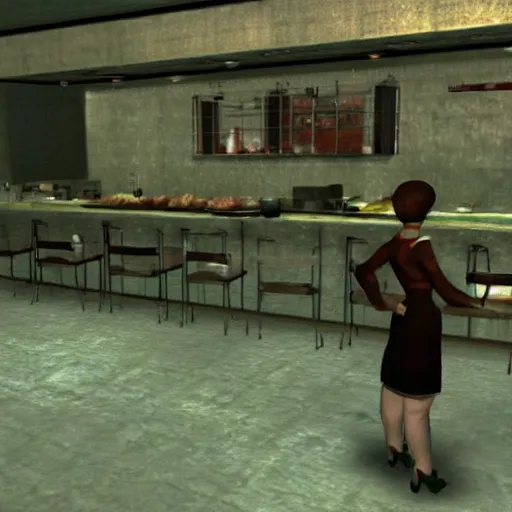 Image similar to a still of breakfast at tiffany's, 2 0 0 3 silent hill 3 graphics ps 2 visuals aesthetic