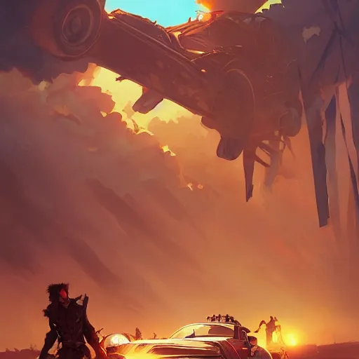 Image similar to hero world mad max, behance hd by jesper ejsing, by rhads, makoto shinkai and lois van baarle, ilya kuvshinov, rossdraws global illumination