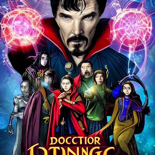 Image similar to Doctor Strange teams up with a mysterious teenage girl from his dreams who can travel across multiverses, to battle multiple threats, including other-universe versions of himself, which threaten to wipe out millions across the multiverse. They seek help from Wanda the Scarlet Witch, Wong and others.