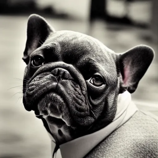 Prompt: a frenchie that looks like marlon brando