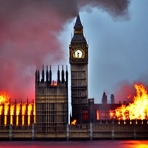 Prompt: big Ben on fire