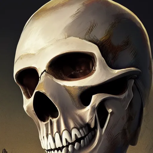 Prompt: a portrait of an anthropomorphic vintage skull in a racing helmet by sandra chevrier, detailed render, epic composition, cybernetics, 4 k realistic, cryengine, realistic shaded lighting, sharp focus, masterpiece, by matteo scalera, gary montalbano, peter elson in the style of the tokyo ghost comic