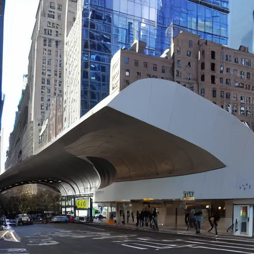 Prompt: union square 14th st subway station designed by Zaha Hadid