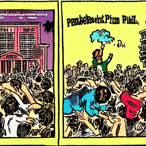 Image similar to robert crumb comic about pembroke pines flanagan high school students partying