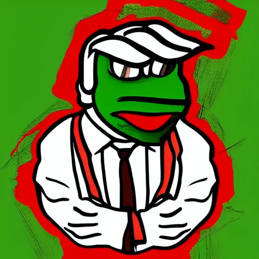 Image similar to Donald Trump as a Pepe Frog, digital art