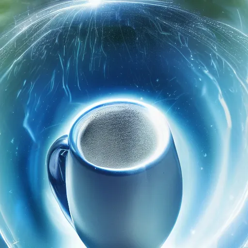 Prompt: award-winning photo of a magic mug of pure energy