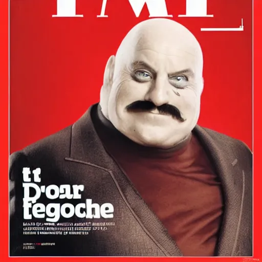 Image similar to doctor eggman as person of the year on the cover of time magazine. doctor robotnic as person of the year on the cover of time magazine