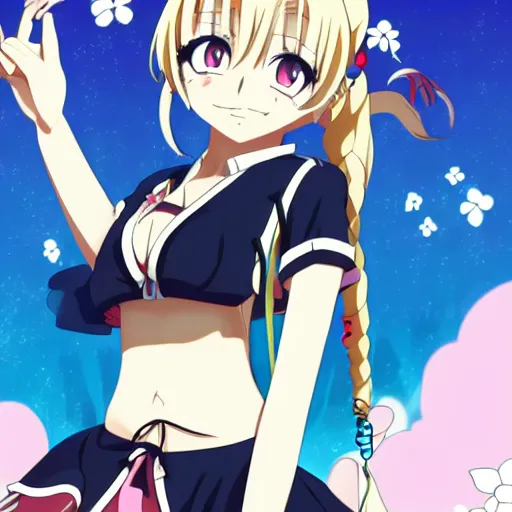 Image similar to a cute girl with pretty face, pretty clothes, anime key visual, anime, typography